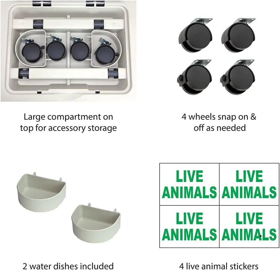 Designs Plastic Kennels Rolling Plastic Airline Approved Wire Door Travel Dog Crate, XXX-Large, Gray - image 15