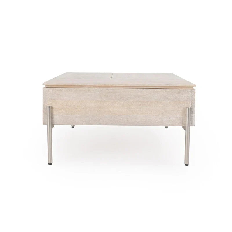 Rocklin White Mango Wood Lift-Top Coffee Table by Classic Home - image 4