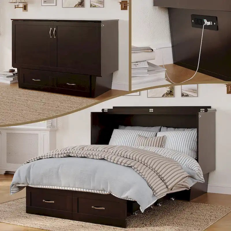 Monroe Full Murphy Bed Chest with 6 Memory Foam Mattress - image 3
