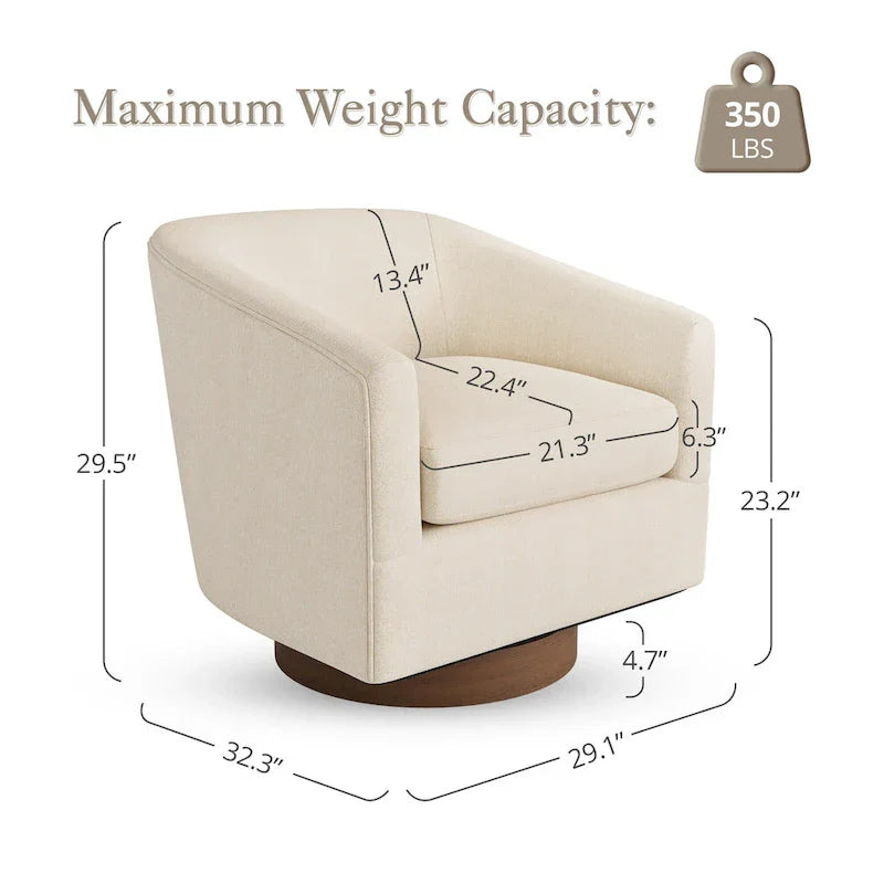 LUE BONA Contemporary Upholstered Wooden Barrel Swivel Accent Chair for Living Room - image 7