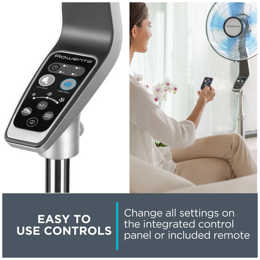 Rowenta Turbo Silence Standing Floor Fan with Remote, 53 Inch, Portable, 5 Speeds, VU5670 - image 5