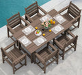 SERWALL 7-Piece Patio Table Set, Outdoor HDPE Dining Furniture with Umbrella Hole, All Weather Table and Chairs for Lawn, Garden, Poolside, Aruba - image 1