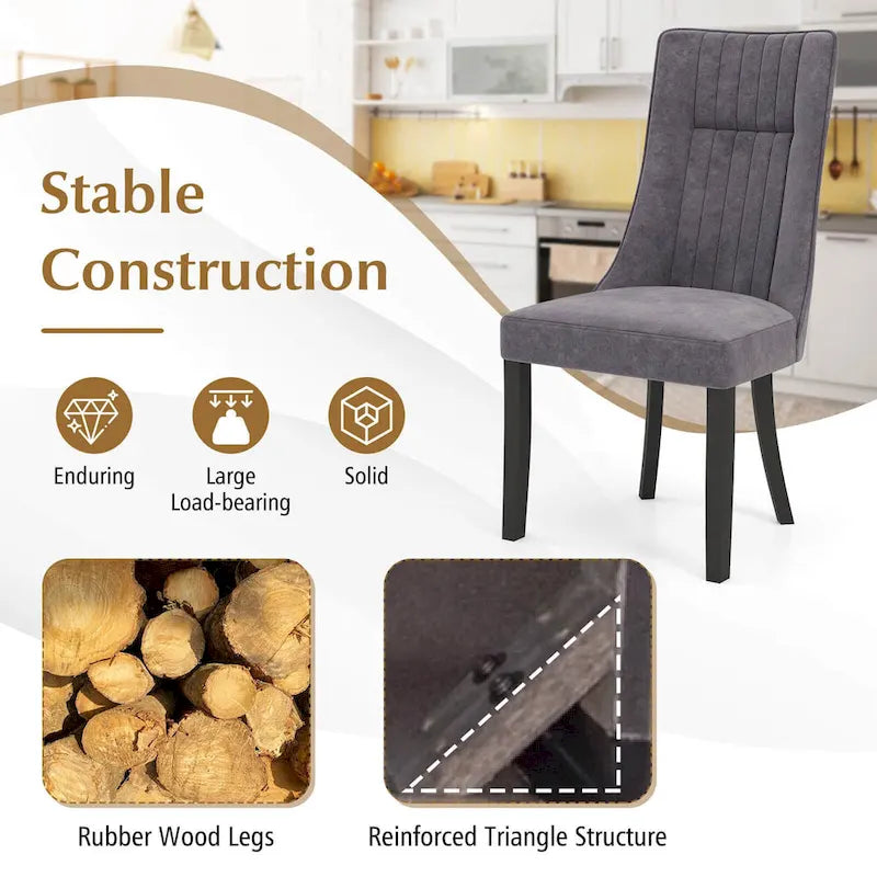 Costway Set of 2/4 Channel Tufted Dining Chairs with High Backrest - image 9