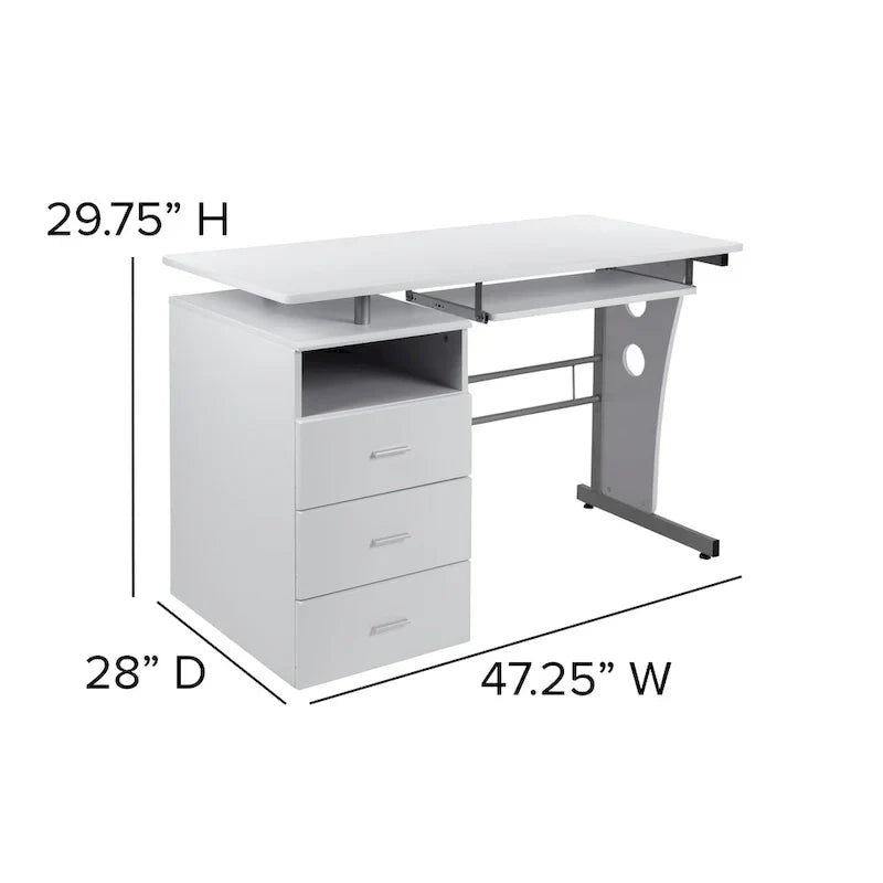 3-Drawer Pedestal Computer Desk with Keyboard Tray - image 31