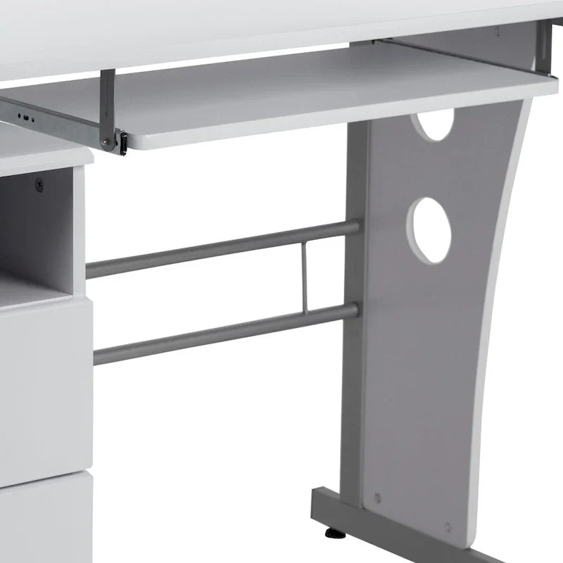 3-Drawer Pedestal Computer Desk with Keyboard Tray - image 36
