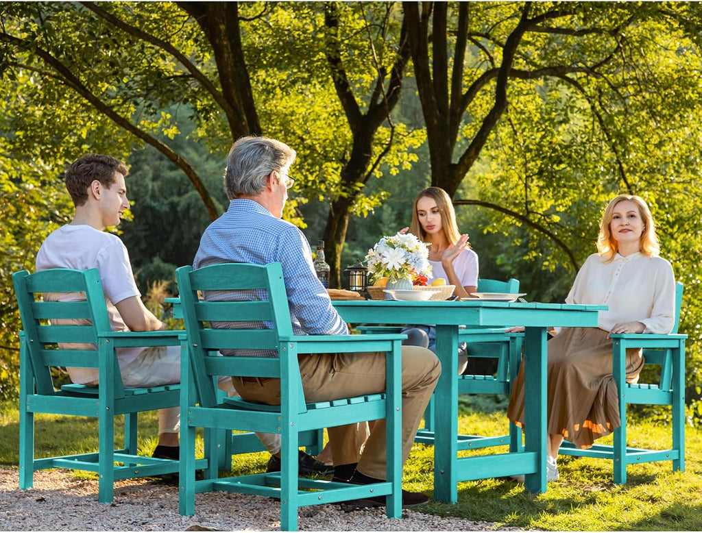SERWALL 7-Piece Patio Table Set, Outdoor HDPE Dining Furniture with Umbrella Hole, All Weather Table and Chairs for Lawn, Garden, Poolside, Aruba - image 44
