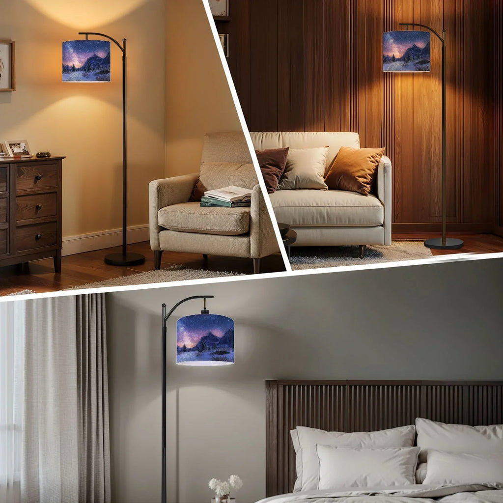 Arc Floor Lamp, 3 Color Temperatures Modern Floor Lamps Fall Autumn Maple Tree Forest Adjustable Tall Standing Reading Lamp with Linen Texture Shade - image 20