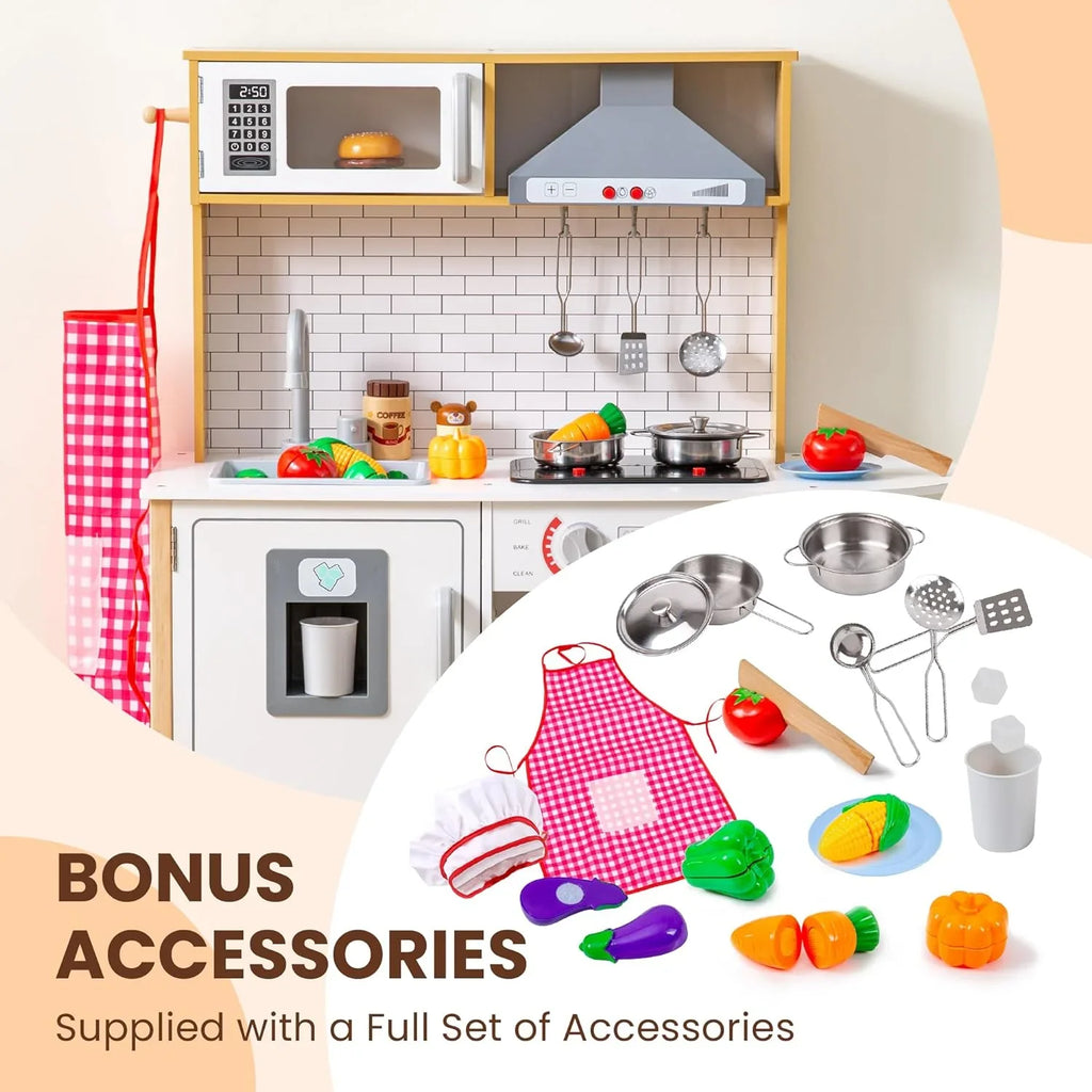 Play Kitchen for Kids - Toy Kitchen Set for Toddlers with Realistic Lights and Sounds, Kids Kitchen Playset with Abundant Toy