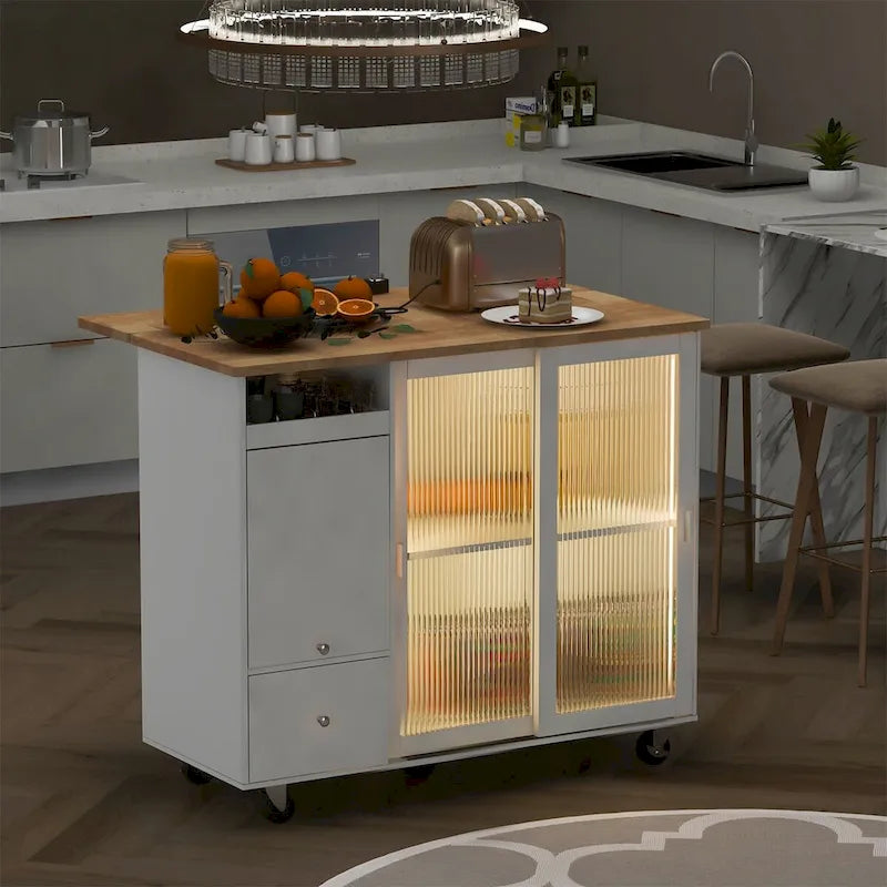 Merax Spacious Kitchen Island Cart with Adjustable Shelf and Dual Drawers - image 12