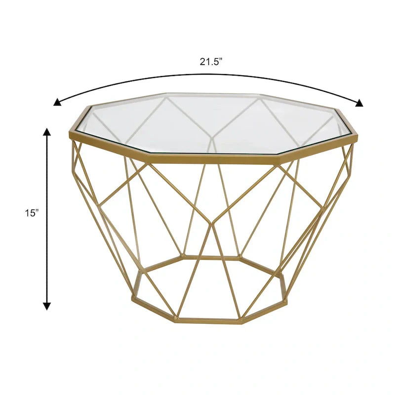 Malibu 22 Modern Octagonal Coffee Table with Tempered Glass Top and Durable Metal Geometric Base for Living Room or Office - image 7