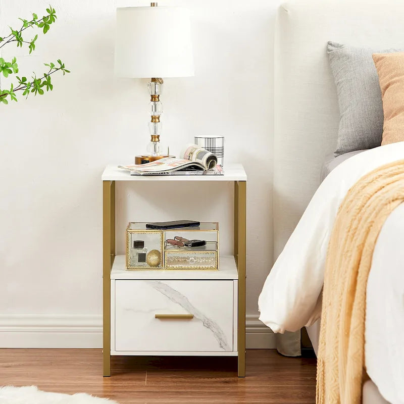 Javlergo Set of 2 Modern Square 1-Drawer Nightstands - Stylish End Tables for Bedroom and Living Room - image 7