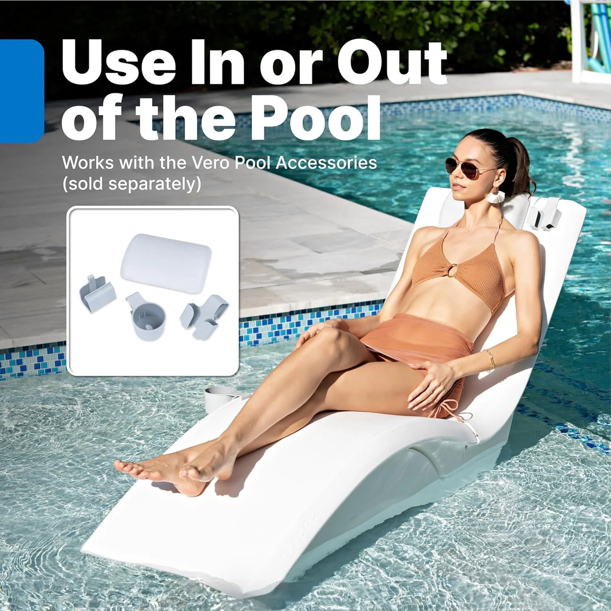 Pool Lounger, Fade-Resistant, Waterproof Patio Furniture, Pool Lounge Chair for Sun Shelf, Use in Pools with Shelves Up to 9-Inches Deep or Outside Pool Deck, Weighted, White - image 19