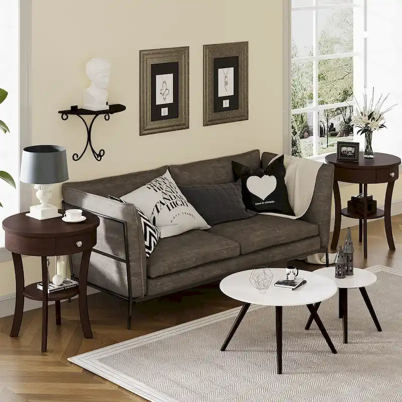 Costway Round 2-Tier Side Table - Versatile Nightstand for Bedroom and Living Room - image 34