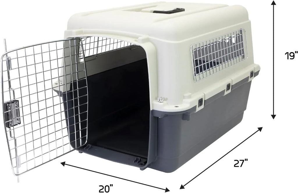 Designs Plastic Kennels Rolling Plastic Airline Approved Wire Door Travel Dog Crate, XXX-Large, Gray - image 27
