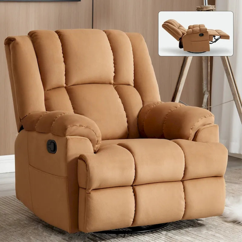Extra-Large Swivel Rocker Recliner with Footrest and Pockets - Manual Operation - image 2