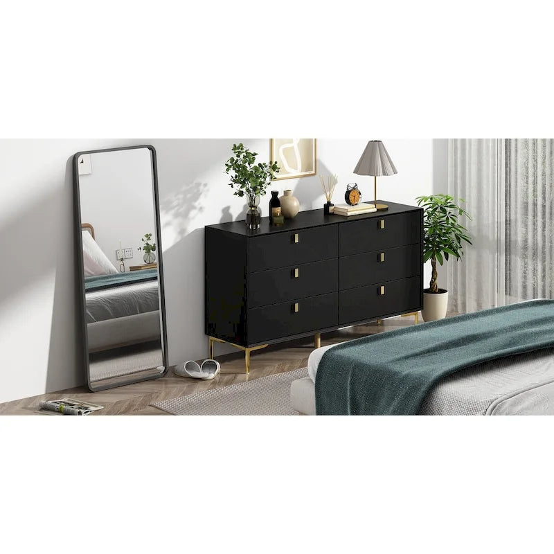 Mid-Century 6-Drawer Storage Dresser Chest Sideboard - image 8