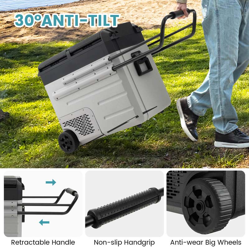40-Quart Dual-zone Car Refrigerator with Wheels, 12V/24V DC & 100-240V AC Portable Car Fridge Cooler Freezer - image 13