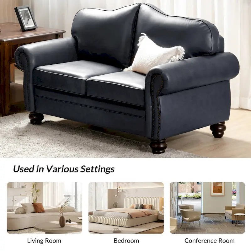 Angel Transitional Genuine Leather Sofa with Tufted Backrest by HULALA HOME - image 36
