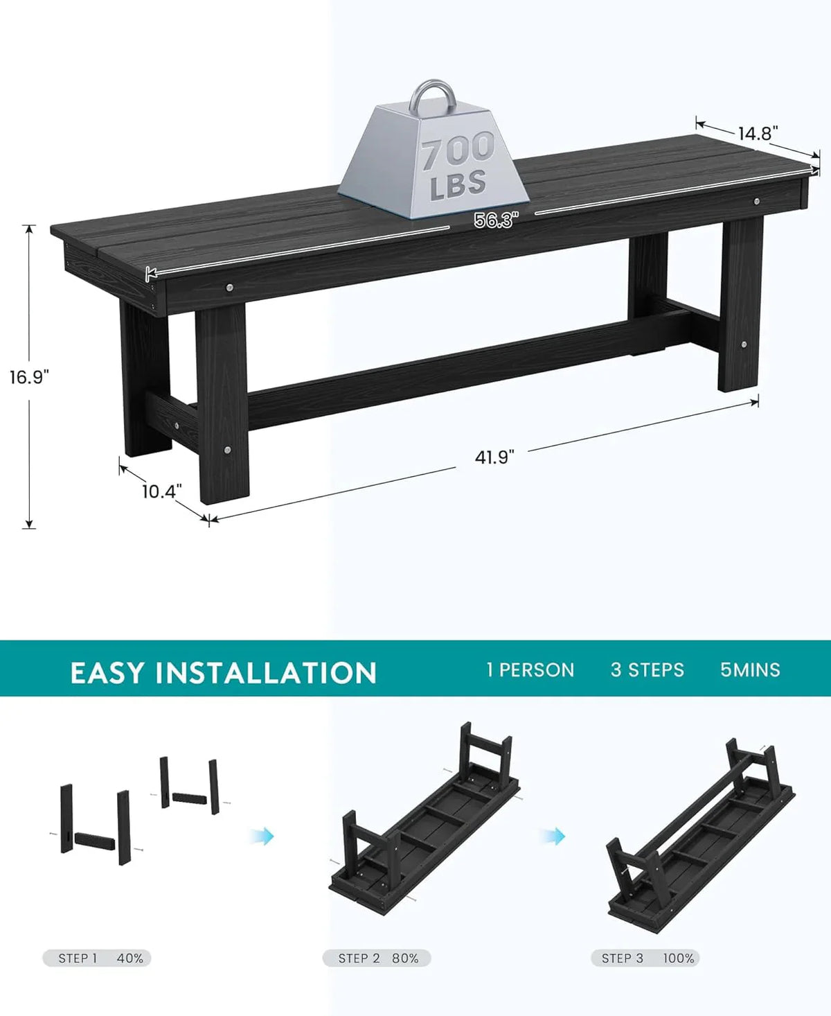 SERWALL 7-Piece Patio Table Set, Outdoor HDPE Dining Furniture with Umbrella Hole, All Weather Table and Chairs for Lawn, Garden, Poolside, Aruba - image 148