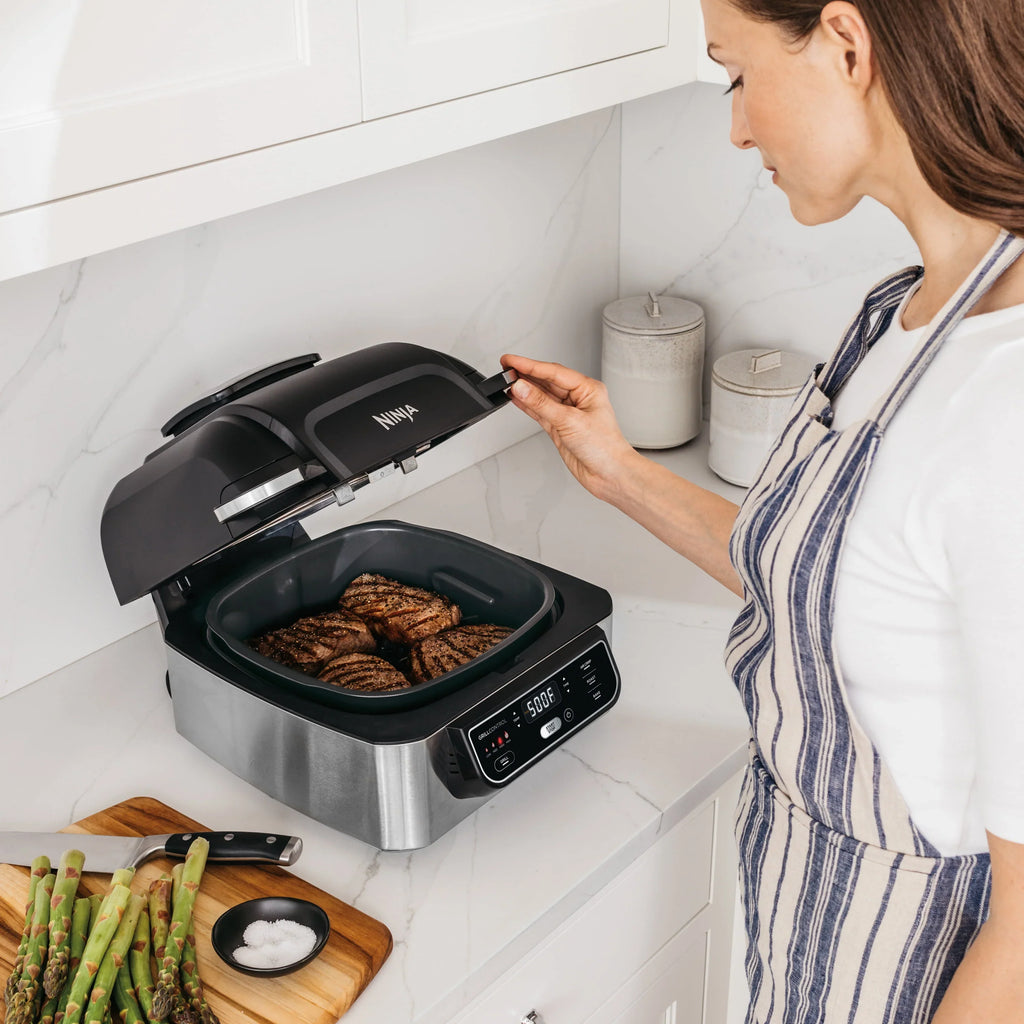 Ninja Foodi 4-in-1 Indoor Grill with 4-qt Air Fryer, Roast, Bake, and Cyclonic Grilling Technology, Black/Stainless AG300 - image 6