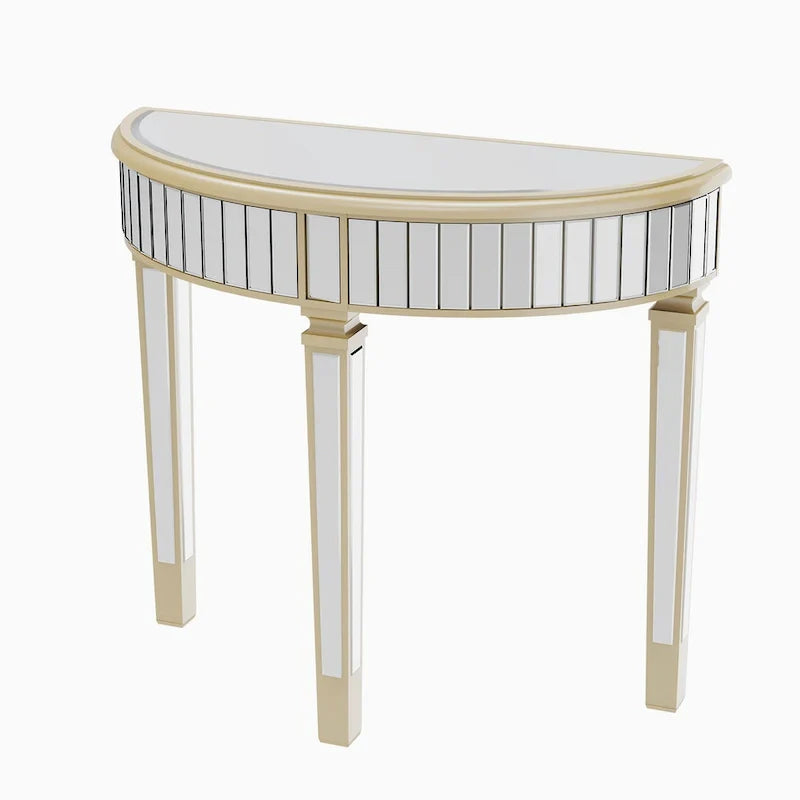 Silver Mirrored Half Moon Console Sofa Table - 35.4 x 31.6 Inches - image 14