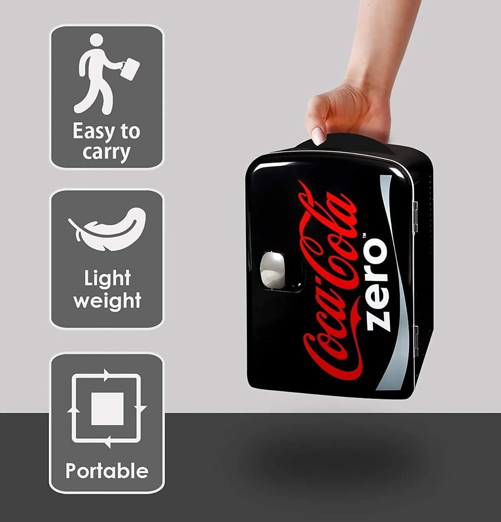 Coca-Cola Coke Zero 4L Portable Cooler/Warmer, Compact Personal Travel Fridge for Snacks Lunch Drinks Cosmetics, Includes 12V and AC Cords - image 6