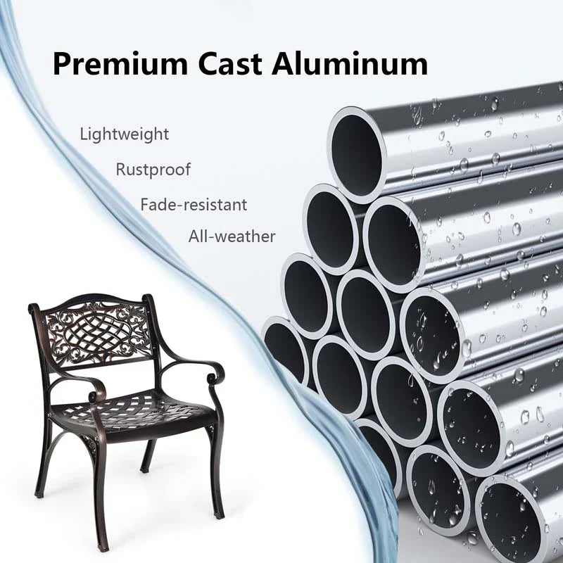 24Pcs All Weather Cast Aluminum Chairs With Armrests Amp Curved Seats Outdoor Dining Chairs Patio Bistro Armchairs - Comforta