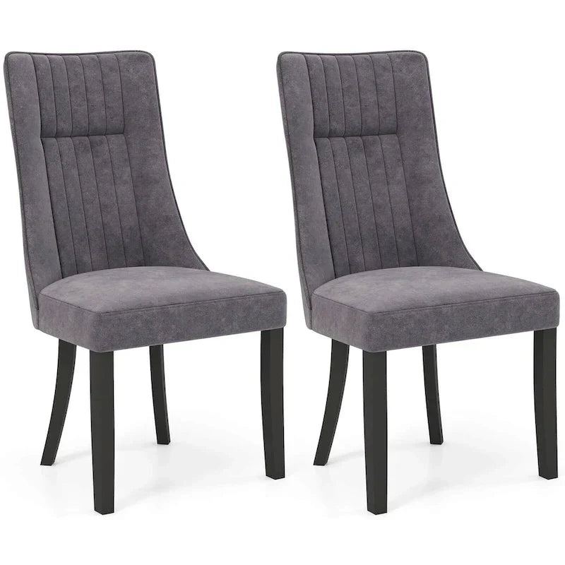 Costway Set of 2/4 Channel Tufted Dining Chairs with High Backrest - image 1