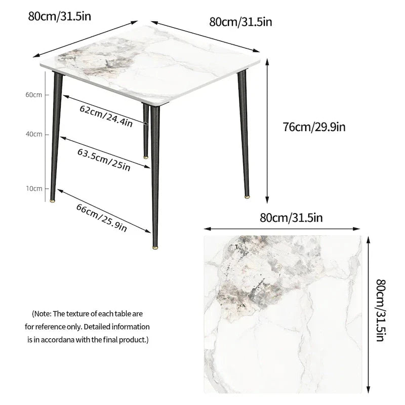 Contemporary Slate Kitchen Dining Table with Sintered Stone Surface and Metal Legs (Table Only) - 31.5 x 31.5 x 30 inches - image 12