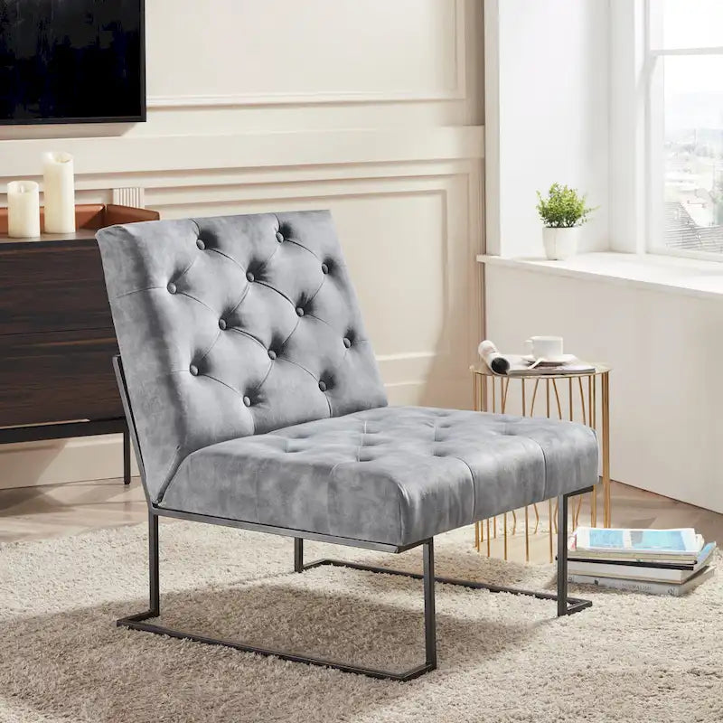 Corvus Savannah Tufted Velvet Lounge Chair with Upholstered Accent - image 16