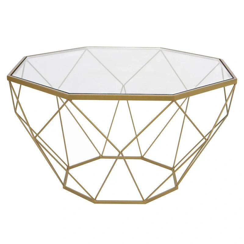 Malibu 22 Modern Octagonal Coffee Table with Tempered Glass Top and Durable Metal Geometric Base for Living Room or Office - image 4
