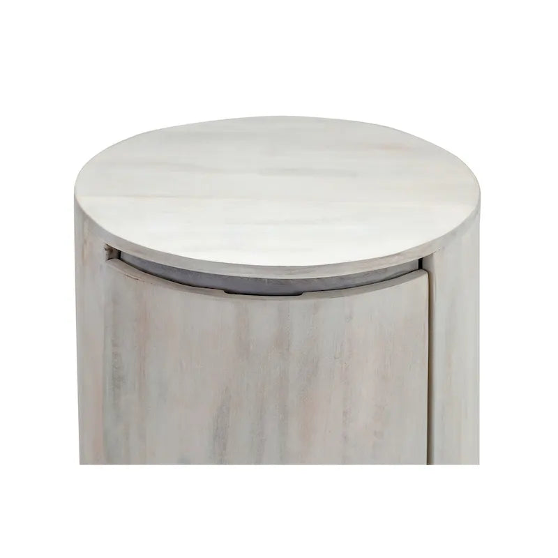 Round Nightstand with 2 Drawers Wooden Bedside Table - image 17