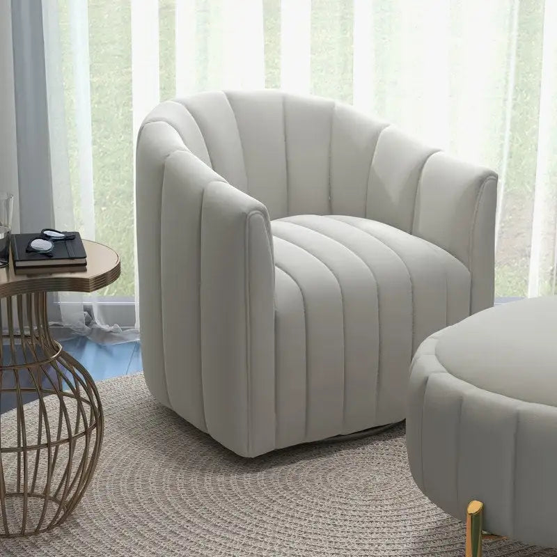 Swivel Accent Chair with Ottoman Set and Upholstered Cushion - image 20