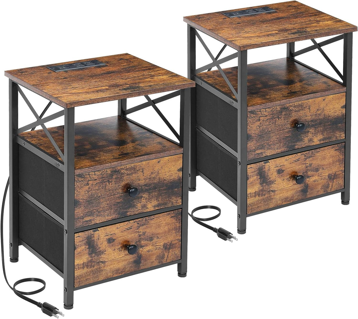 AMHANCIBLE Night Stand Set 2, Nightstand with Charging Station - image 10