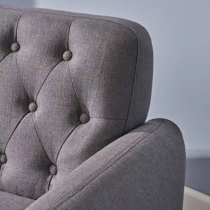 Mid Century Tufted Sofa with Cushioned Seat and Wooden Legs - image 13