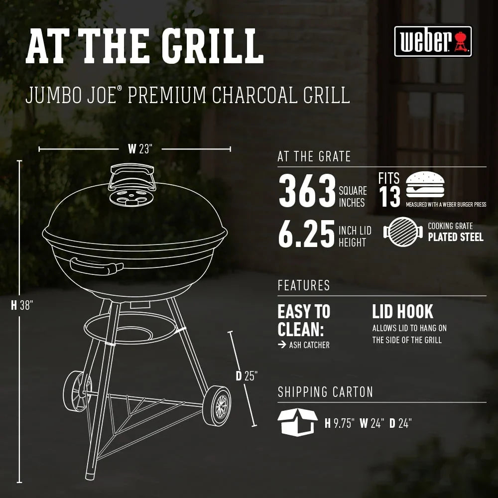 Weber Jumbo Joe Premium 22" Black Charcoal Grill - image 6