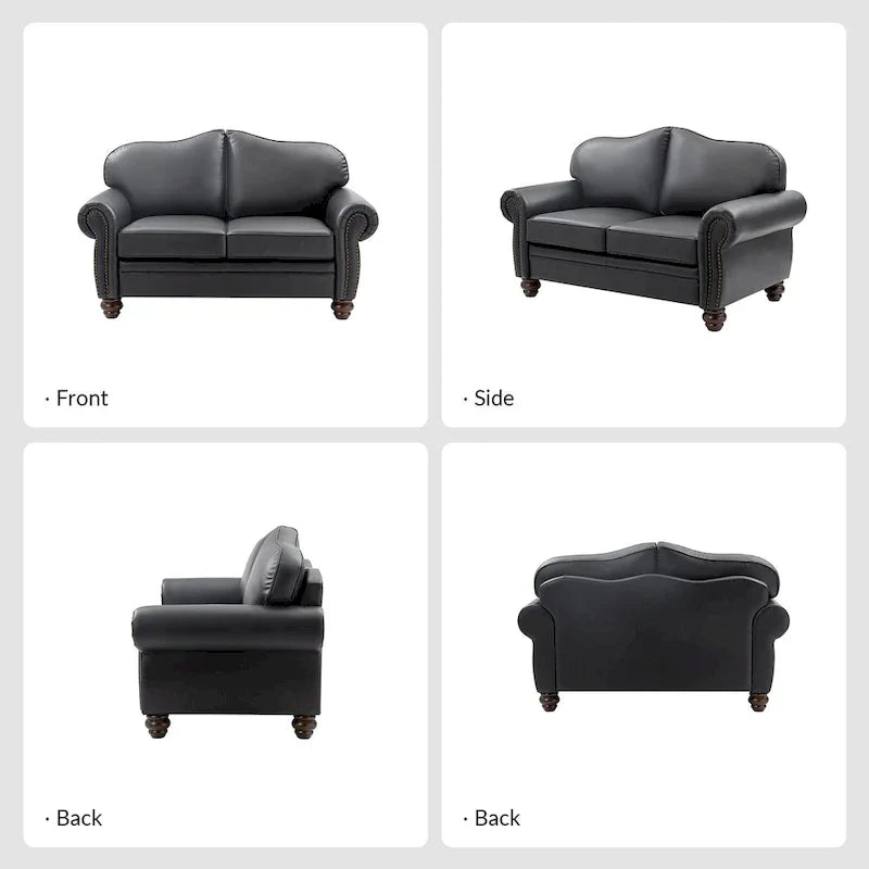 Angel Transitional Genuine Leather Sofa with Tufted Backrest by HULALA HOME - image 17