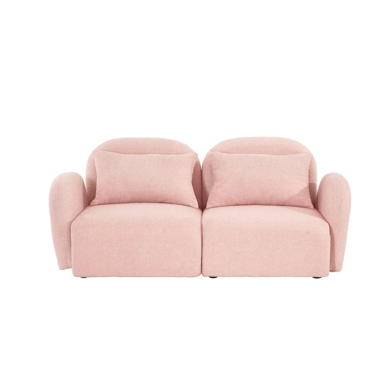White Teddy Fabric Lazy Loveseat for Living Room - image 16