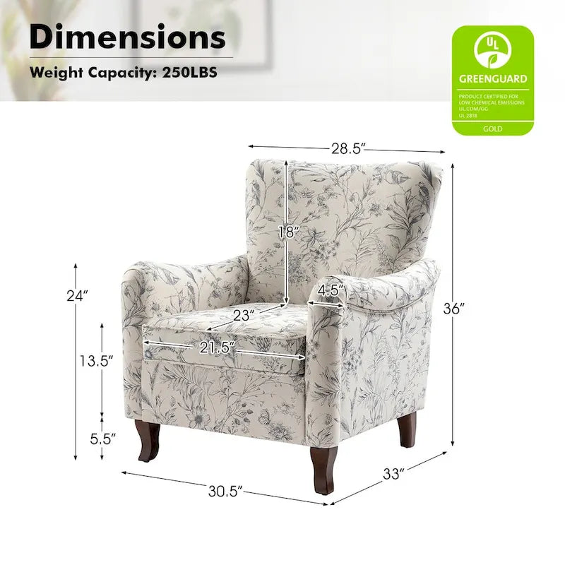Set of 2 Samouel Contemporary Floral Wingback Armchairs by HULALA HOME - image 22