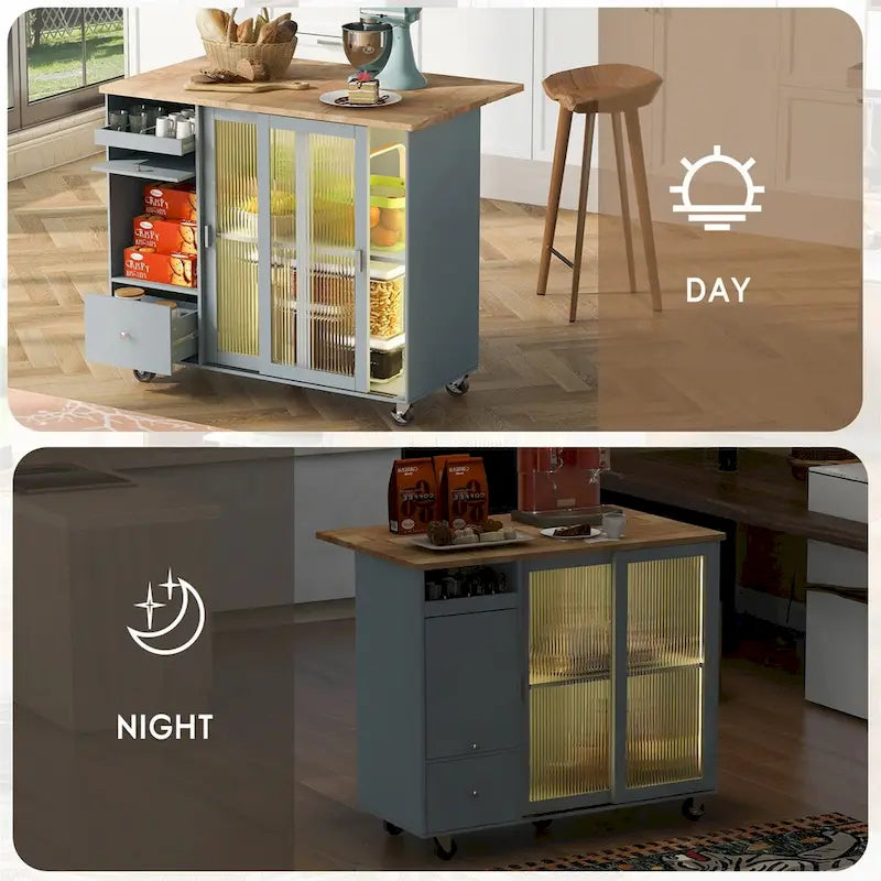 Merax Spacious Kitchen Island Cart with Adjustable Shelf and Dual Drawers - image 2