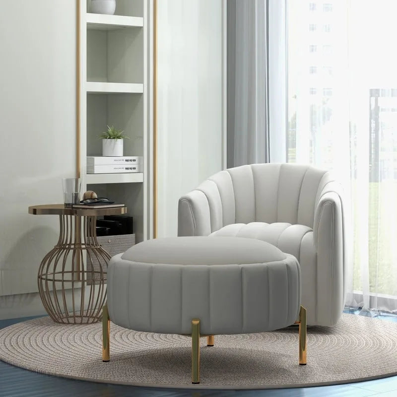 Swivel Accent Chair with Ottoman Set and Upholstered Cushion - image 21