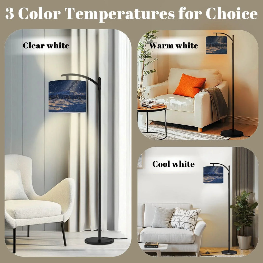 Arc Floor Lamp, 3 Color Temperatures Modern Floor Lamps Fall Autumn Maple Tree Forest Adjustable Tall Standing Reading Lamp with Linen Texture Shade - image 30