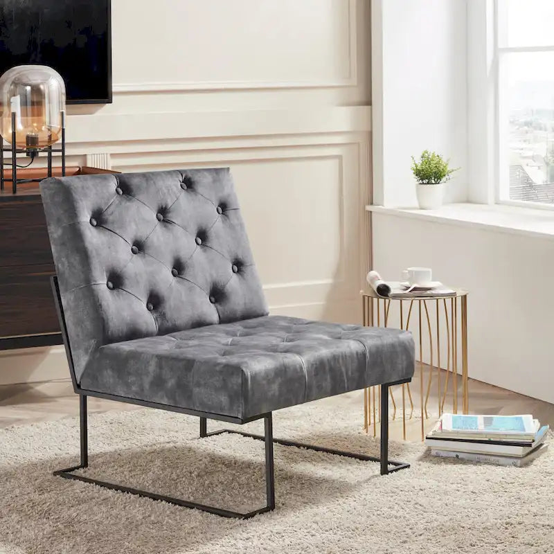 Corvus Savannah Tufted Velvet Lounge Chair with Upholstered Accent - image 10