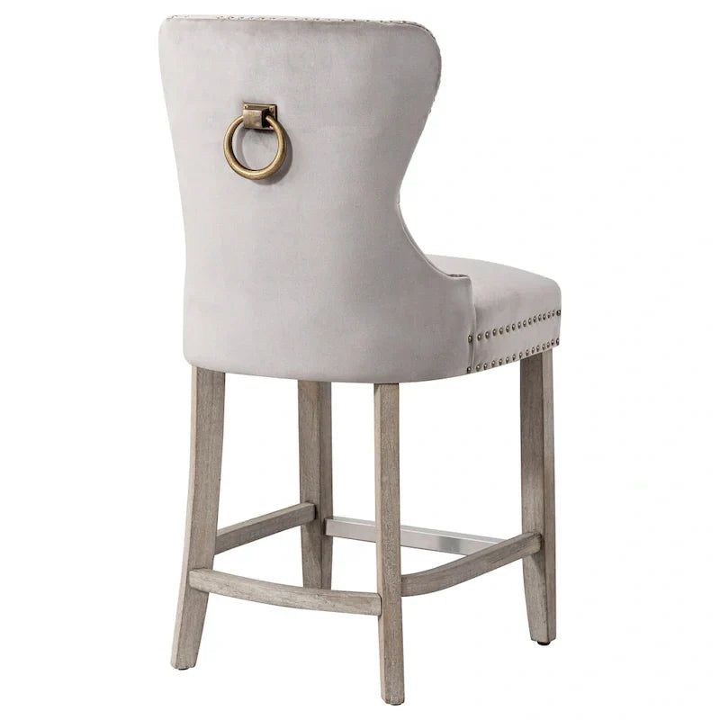 Carter 24-Inch Wingback Tufted Counter Stool with Antique Grey Legs and Nailhead Trim - image 23