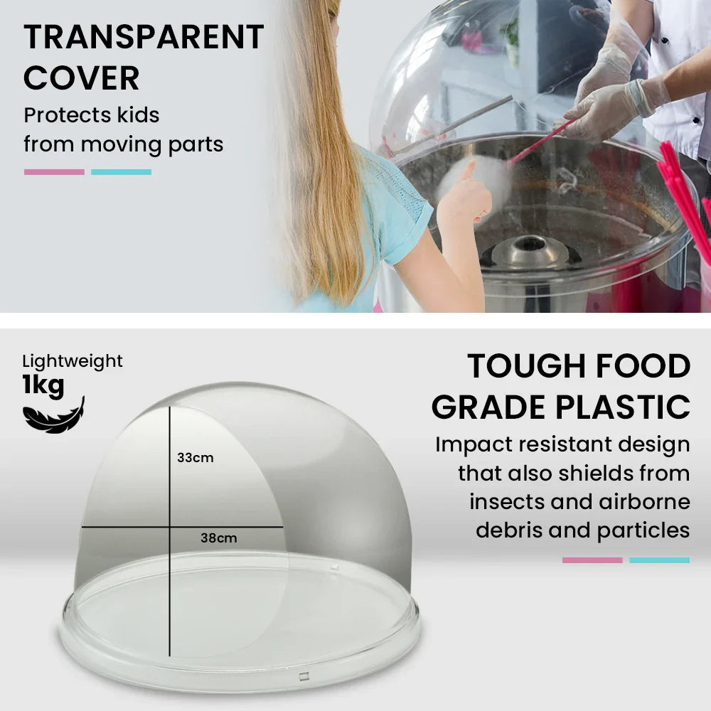 EUROCHEF 1100W Commercial Fairy Floss Machine, Cotton Candy Maker with Bubble Cover - image 5