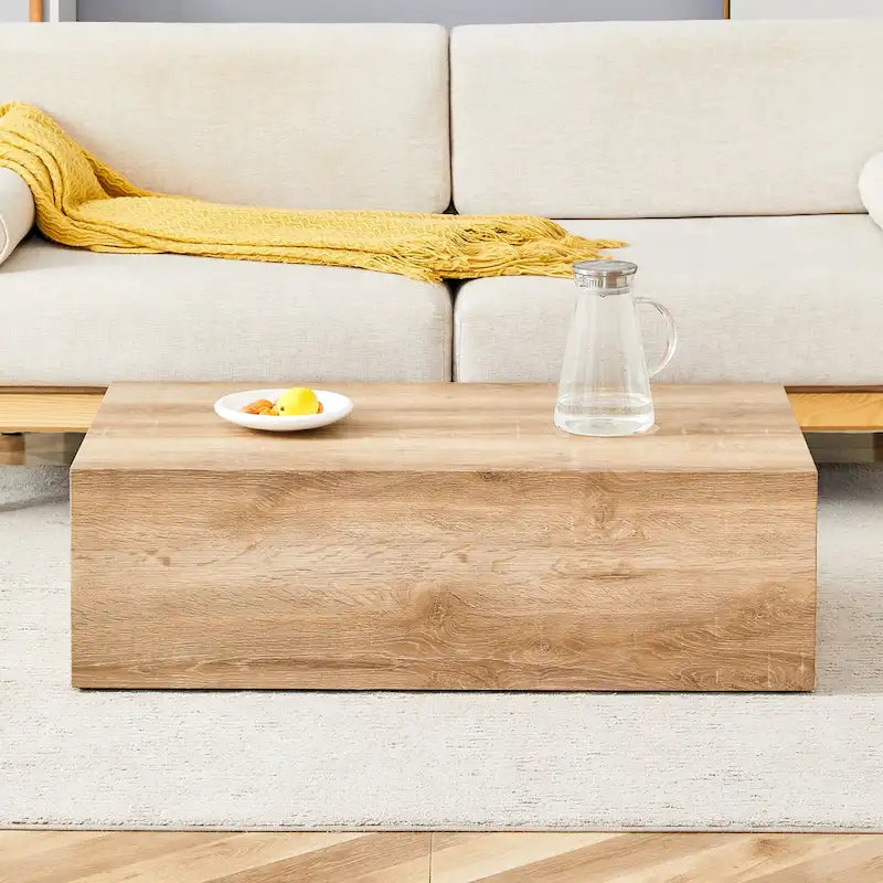 Contemporary Rectangular Coffee Table with Sturdy Base and Imitation Marble Finish for Living Room - image 4