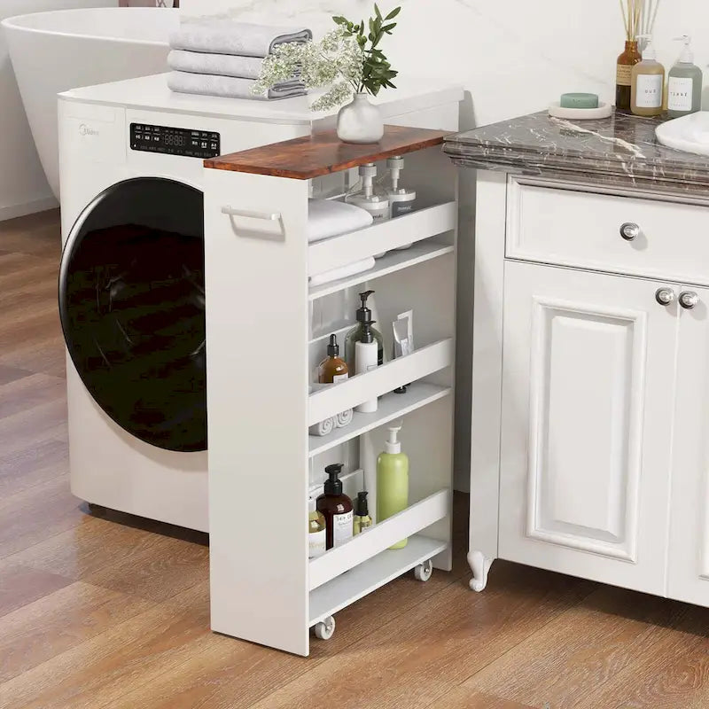 Costway 4-Tier Slim Rolling Kitchen Cart with Wheels - 8 Storage Compartments - image 7