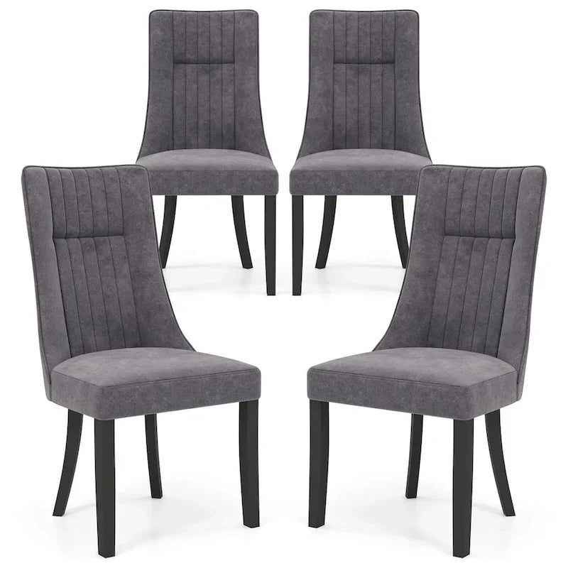 Costway Set of 2/4 Channel Tufted Dining Chairs with High Backrest - image 2