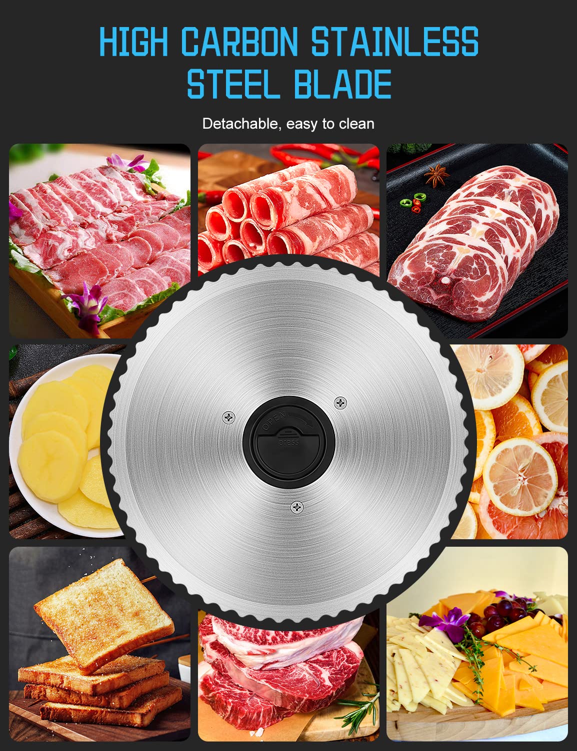 TOKASS Electric Deli Food Slicer with 7.5'' Stainless Steel Blade - image 5
