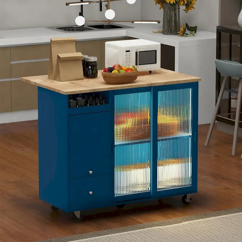 Merax Spacious Kitchen Island Cart with Adjustable Shelf and Dual Drawers - image 23